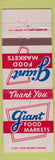 Matchbook Cover - Giant Food Market Grocery WEAR