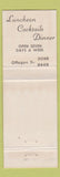 Matchbook Cover - Gene's French Italian Restaurant New York City WEAR