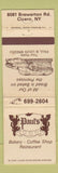 Matchbook Cover - Paul's Bakery Restaurant Cicero NY WORN