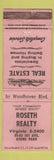 Matchbook Cover - Roseth Real Estate Ozone Park New York City WORN