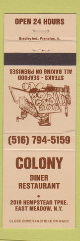 Matchbook Cover - Colony Diner Restaurant East Meadow NY WEAR