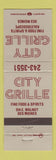 Matchbook Cover - City Grille Des Moines IA WEAR