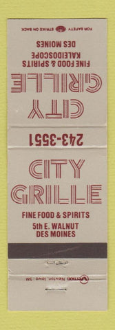 Matchbook Cover - City Grille Des Moines IA WEAR