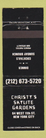 Matchbook Cover - Christy's Skylite Gardens New York City WEAR