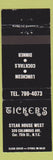 Matchbook Cover - Ticker's Steak House New York City WEAR