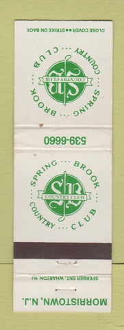 Matchbook Cover - Spring Brook Country Club Morristown NJ WEAR