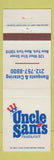 Matchbook Cover - Uncle Sam's Restaurant New York City