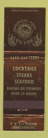 Matchbook Cover - Arena Diner Restaurant Hackensack NJ WEAR