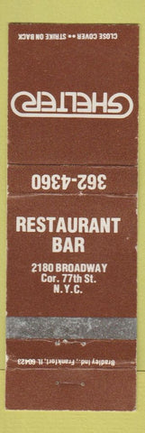 Matchbook Cover - Shelter New York City restaurant WEAR