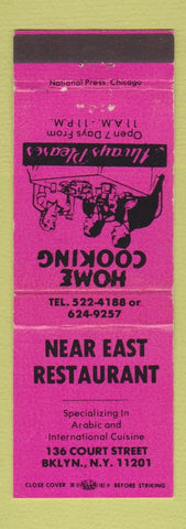 Matchbook Cover - Near East Restaurant Arabic Brooklyn NY PINK
