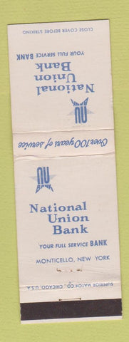 Matchbook Cover - National Union Bank Monticello NY WEAR #2