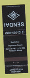 Matchbook Cover - Sendai Japanese Restaurant New York City