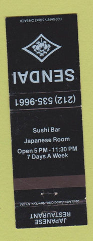 Matchbook Cover - Sendai Japanese Restaurant New York City