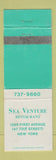 Matchbook Cover - Sea Venture Restaurant New York City WORN