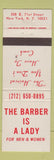 Matchbook Cover - Barber is a Lady Salon New York City WEAR
