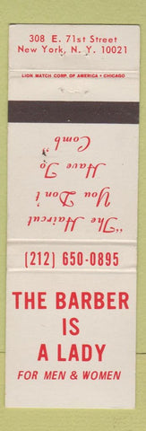 Matchbook Cover - Barber is a Lady Salon New York City WEAR