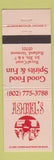 Matchbook Cover - Ashbel's Restaurant Rutland VT WEAR