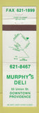 Matchbook Cover - Murphy's Deli Providence RI