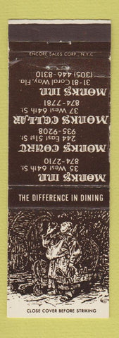 Matchbook Cover - Monks Inn Court New York City WEAR