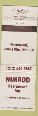 Matchbook Cover - Nimrod Restaurant Bar New York City WORN