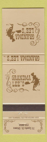 Matchbook Cover - Grandma Lee's Ottawa ON