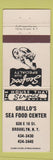 Matchbook Cover - Grillo's Sea Food Center Brooklyn NY