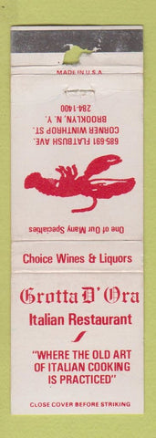 Matchbook Cover - Grotto D Ora Italian Brooklyn NY WORN