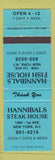 Matchbook Cover - Hannibals Steak House New York City WEAR