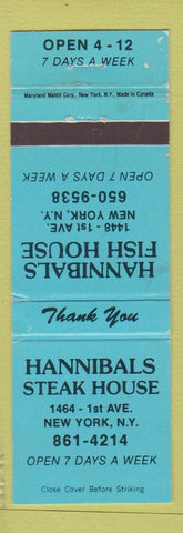 Matchbook Cover - Hannibals Steak House New York City WEAR