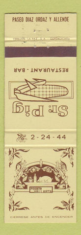 Matchbook Cover - Sr Pig Restaurant Puerto Vallarta Mexico