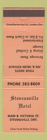 Matchbook Cover - Stevensville Hotel ON ORANGE