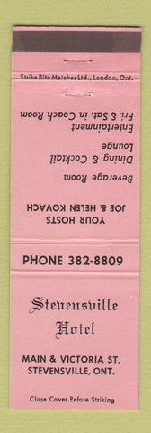 Matchbook Cover - Stevensville Hotel ON PINK