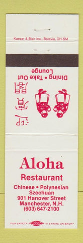 Matchbook Cover - Aloha Restaurant Chinese Polynesian Manchester NH