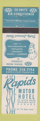 Matchbook Cover - Rapids Motor Hotel Niagara Falls ON