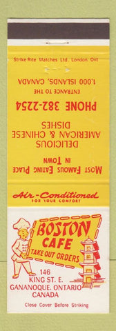 Matchbook Cover - Boston Cafe Chinese Gananoque ON