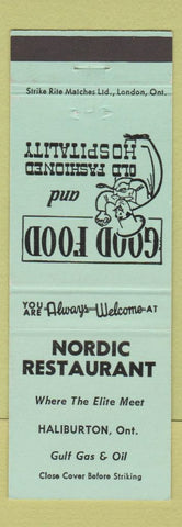 Matchbook Cover - Nordic Restaurant Haliburton ON Gulf oil gas