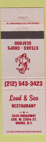 Matchbook Cover - Land and Sea Restaurant Bronx NY WEAR