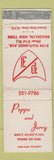 Matchbook Cover - Peppe and Jerry Men's Hair Cuts Brooklyn NY WORN
