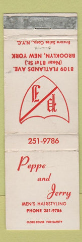 Matchbook Cover - Peppe and Jerry Men's Hair Cuts Brooklyn NY WORN