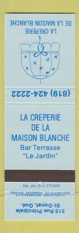 Matchbook Cover - La Creperie De LA Maison Blanche St Donat QC
