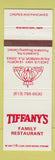 Matchbook Cover - Tiffany's Restaurant Palm Harbor FL