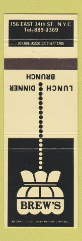 Matchbook Cover - Brew's Restaurant New York City