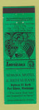 Matchbook Cover - Mimosa Motel Restaurant Port Gibson MS Perkins American WEAR