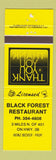 Matchbook Cover - Black Forest Restaurant ON?