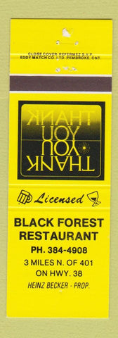 Matchbook Cover - Black Forest Restaurant ON?