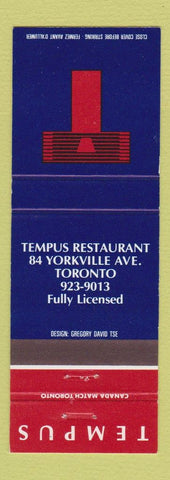 Matchbook Cover - Tempus Toronto ON Restaurant