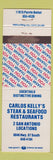 Matchbook Cover - Carlos Kelly's Steak Seafood San Antonio TX