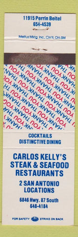 Matchbook Cover - Carlos Kelly's Steak Seafood San Antonio TX