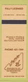 Matchbook Cover - Whistler's Restaurant Cafe Toronto ON