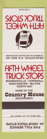 Matchbook Cover - Fifth Wheel Truck Stops Milton ON oil gas